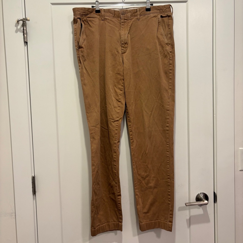 J.Crew Stretch Chino Pants Mens 36x34 Brown Cotton Twill Trousers 4977